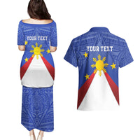 Personalized Pilipinas Eight-Rayed Sun Couples Matching Puletasi and Hawaiian Shirt Philippines Map With Polynesian Style
