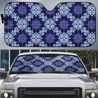 Palaka Hawaiian Quilt Seamless Pattern Auto Sun Shade LT9 Blue - Polynesian Pride