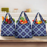 Palaka Hawaiian Quilt Seamless Pattern Grocery Bag LT9 3-pack One Size Blue - Polynesian Pride