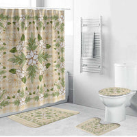 Squares Maile Leaf Bathroom Set Beige Palaka Hawaiian Quilt Pattern LT9 Bathroom Set (4 pcs) Beige - Polynesian Pride
