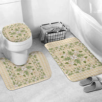 Squares Maile Leaf Bathroom Set Beige Palaka Hawaiian Quilt Pattern LT9 Mat Set Only (3 pcs) One Size Beige - Polynesian Pride