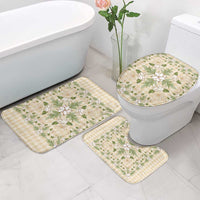 Squares Maile Leaf Bathroom Set Beige Palaka Hawaiian Quilt Pattern LT9 - Polynesian Pride