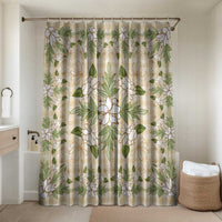 Squares Maile Leaf Bathroom Set Beige Palaka Hawaiian Quilt Pattern LT9 Shower Curtain Only Beige - Polynesian Pride