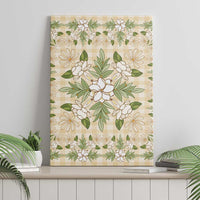 Squares Maile Leaf Canvas Wall Art Beige Palaka Hawaiian Quilt Pattern - Polynesian Pride