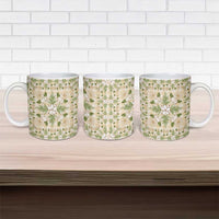Squares Maile Leaf Ceramic Mug Beige Palaka Hawaiian Quilt Pattern LT9 - Polynesian Pride