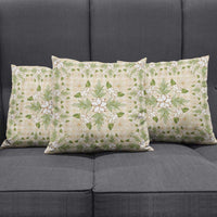 Squares Maile Leaf Pillow Cover Beige Palaka Hawaiian Quilt Pattern LT9 - Polynesian Pride