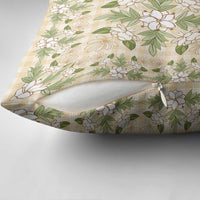 Squares Maile Leaf Pillow Cover Beige Palaka Hawaiian Quilt Pattern LT9 - Polynesian Pride