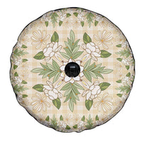 Squares Maile Leaf Spare Tire Cover Beige Palaka Hawaiian Quilt Pattern - Polynesian Pride