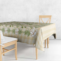 Squares Maile Leaf Tablecloth Beige Palaka Hawaiian Quilt Pattern - Polynesian Pride