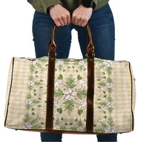 Squares Maile Leaf Travel Bag Beige Palaka Hawaiian Quilt Pattern LT9 Beige - Polynesian Pride