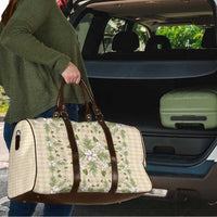 Squares Maile Leaf Travel Bag Beige Palaka Hawaiian Quilt Pattern LT9 - Polynesian Pride