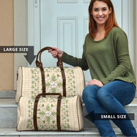 Squares Maile Leaf Travel Bag Beige Palaka Hawaiian Quilt Pattern LT9 - Polynesian Pride