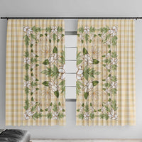 Squares Maile Leaf Window Curtain Beige Palaka Hawaiian Quilt Pattern - Polynesian Pride