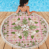 Squares Maile Leaf Beach Blanket Pink Palaka Hawaiian Quilt Pattern - Polynesian Pride