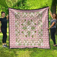 Squares Maile Leaf Quilt Pink Palaka Hawaiian Quilt Pattern - Polynesian Pride