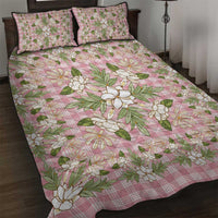 Squares Maile Leaf Quilt Bed Set Pink Palaka Hawaiian Quilt Pattern - Polynesian Pride
