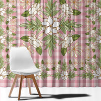 Squares Maile Leaf Window Curtain Pink Palaka Hawaiian Quilt Pattern - Polynesian Pride