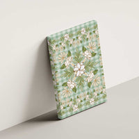 Squares Maile Leaf Canvas Wall Art Turquoise Palaka Hawaiian Quilt Pattern - Polynesian Pride