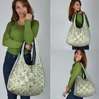Squares Maile Leaf Grocery Bag Turquoise Palaka Hawaiian Quilt Pattern - Polynesian Pride