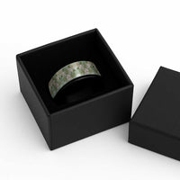 Squares Maile Leaf Spinner Ring Turquoise Palaka Hawaiian Quilt Pattern - Polynesian Pride