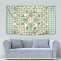 Squares Maile Leaf Tapestry Turquoise Palaka Hawaiian Quilt Pattern - Polynesian Pride