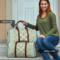 Squares Maile Leaf Travel Bag Turquoise Palaka Hawaiian Quilt Pattern - Polynesian Pride