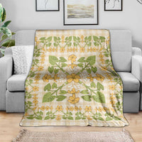 Squares Puakenikeni and Kalo Blanket Beige Palaka Hawaiian Quilt Pattern - Polynesian Pride