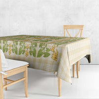 Squares Puakenikeni and Kalo Tablecloth Beige Palaka Hawaiian Quilt Pattern - Polynesian Pride