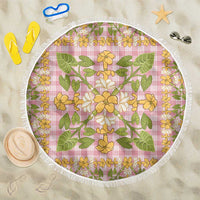 Squares Puakenikeni and Kalo Beach Blanket Pink Palaka Hawaiian Quilt Pattern - Polynesian Pride