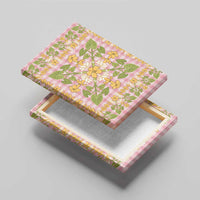 Squares Puakenikeni and Kalo Canvas Wall Art Pink Palaka Hawaiian Quilt Pattern - Polynesian Pride