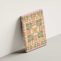 Squares Puakenikeni and Kalo Canvas Wall Art Pink Palaka Hawaiian Quilt Pattern - Polynesian Pride