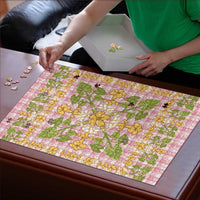 Squares Puakenikeni and Kalo Puzzle Pink Palaka Hawaiian Quilt Pattern - Polynesian Pride