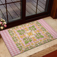 Squares Puakenikeni and Kalo Rubber Doormat Pink Palaka Hawaiian Quilt Pattern - Polynesian Pride