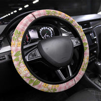 Squares Puakenikeni and Kalo Steering Wheel Cover Pink Palaka Hawaiian Quilt Pattern LT9 Universal Fit Pink - Polynesian Pride