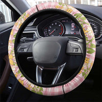 Squares Puakenikeni and Kalo Steering Wheel Cover Pink Palaka Hawaiian Quilt Pattern LT9 - Polynesian Pride