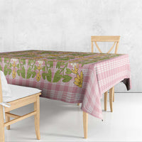 Squares Puakenikeni and Kalo Tablecloth Pink Palaka Hawaiian Quilt Pattern - Polynesian Pride