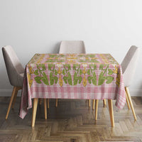 Squares Puakenikeni and Kalo Tablecloth Pink Palaka Hawaiian Quilt Pattern - Polynesian Pride