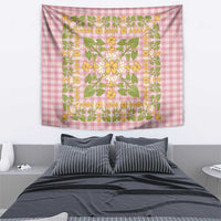Squares Puakenikeni and Kalo Tapestry Pink Palaka Hawaiian Quilt Pattern - Polynesian Pride