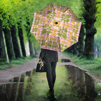 Squares Puakenikeni and Kalo Umbrella Pink Palaka Hawaiian Quilt Pattern - Polynesian Pride