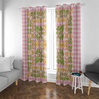 Squares Puakenikeni and Kalo Window Curtain Pink Palaka Hawaiian Quilt Pattern - Polynesian Pride