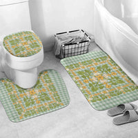 Squares Puakenikeni and Kalo Bathroom Set Turquoise Palaka Hawaiian Quilt Pattern LT9 Mat Set Only (3 pcs) One Size Turquoise - Polynesian Pride