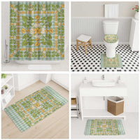 Squares Puakenikeni and Kalo Bathroom Set Turquoise Palaka Hawaiian Quilt Pattern LT9 - Polynesian Pride
