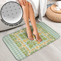 Squares Puakenikeni and Kalo Bathroom Set Turquoise Palaka Hawaiian Quilt Pattern LT9 - Polynesian Pride