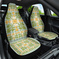 Squares Puakenikeni and Kalo Car Seat Cover Turquoise Palaka Hawaiian Quilt Pattern - Polynesian Pride