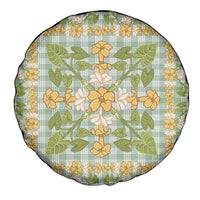 Squares Puakenikeni and Kalo Spare Tire Cover Turquoise Palaka Hawaiian Quilt Pattern - Polynesian Pride