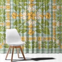 Squares Puakenikeni and Kalo Window Curtain Turquoise Palaka Hawaiian Quilt Pattern - Polynesian Pride