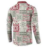 Mele Kalikimaka Hawaii Christmas Button Sweatshirt Aloha Spirit with Hawaiian Quilt Pattern - Polynesian Pride