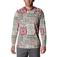 Mele Kalikimaka Hawaii Christmas Button Sweatshirt Aloha Spirit with Hawaiian Quilt Pattern - Polynesian Pride