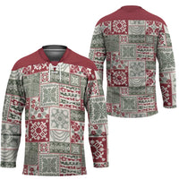 Mele Kalikimaka Hawaii Christmas Hockey Jersey Aloha Spirit with Hawaiian Quilt Pattern LT9 - Polynesian Pride