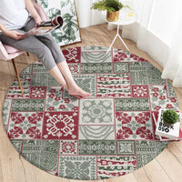 Mele Kalikimaka Hawaii Christmas Round Carpet Aloha Spirit with Hawaiian Quilt Pattern - Polynesian Pride